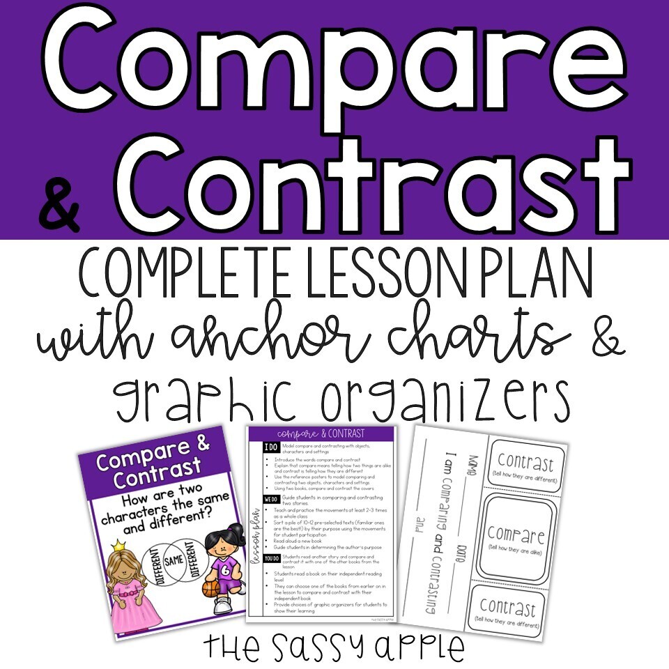 Compare and Contrast Lesson Plan, Posters, Mini-Lesson and 12 graphic organizers