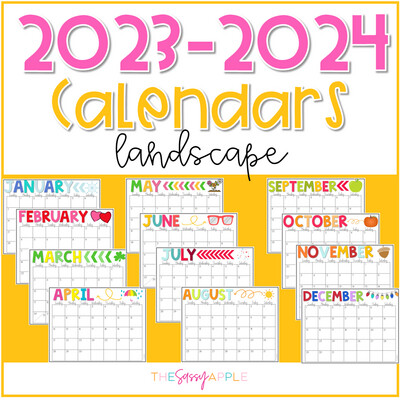 2022-2023 EDITABLE Monthly Calendars PRINT & DIGITAL: LANDSCAPE