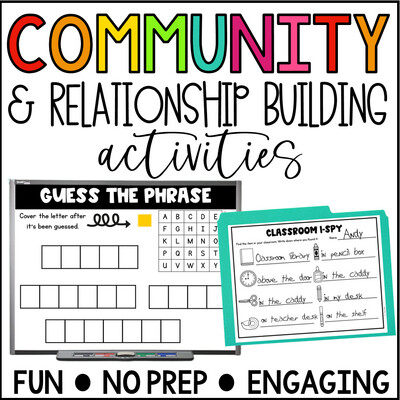 Classroom Community Relationship Building Activities First Week Back to School