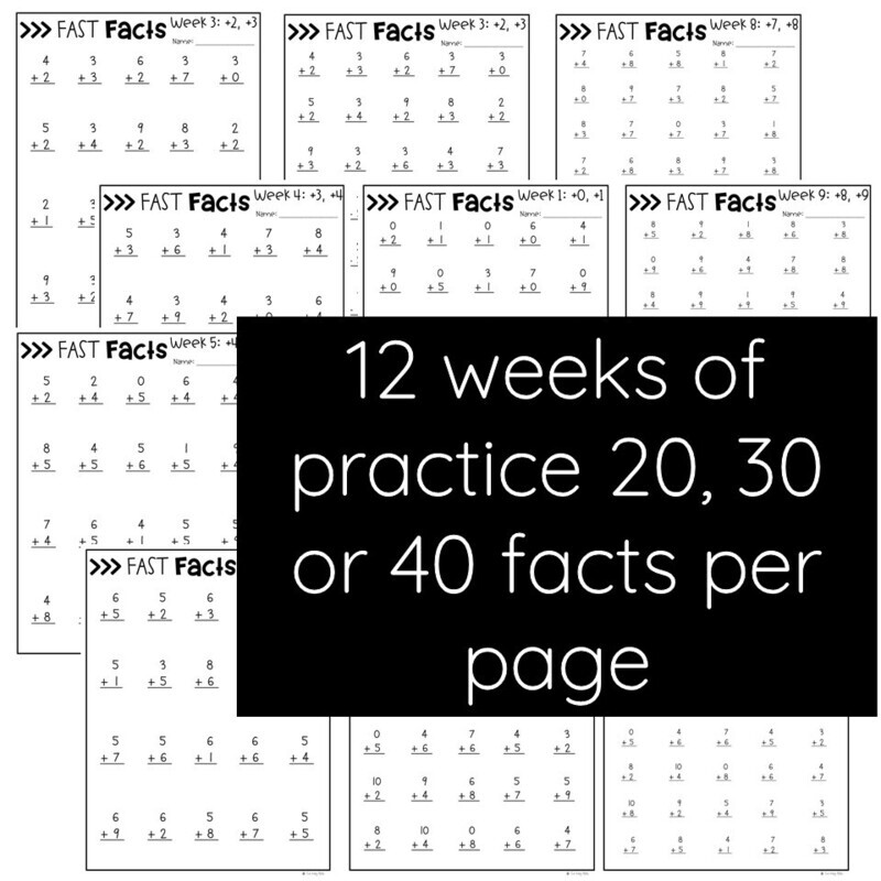 Addition Fast Fact Folders Math Fact Fluency