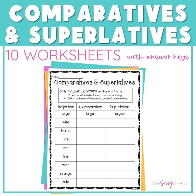 Comparative and Superlative Adjectives Worksheet Activities