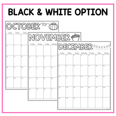 2024-2025 EDITABLE Monthly Calendars PRINT & DIGITAL: ONE page Portrait ...