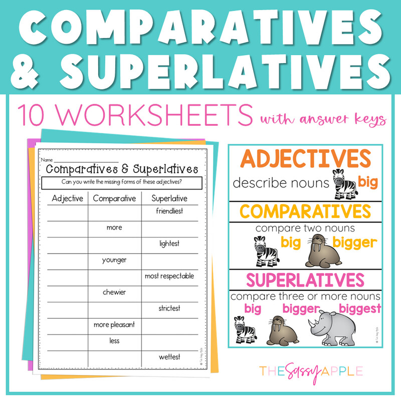 Comparative and Superlative Adjectives Worksheet Activities and Anchor Chart