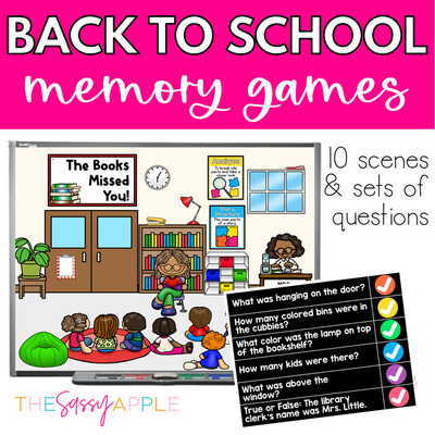 First Week of School Activities Memory Games Executive Functioning Skills