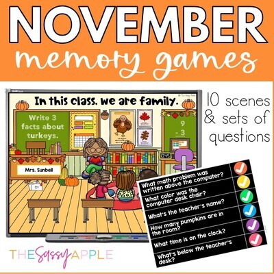 November Morning Thanksgiving Activities Meeting Brain Break Memory Games