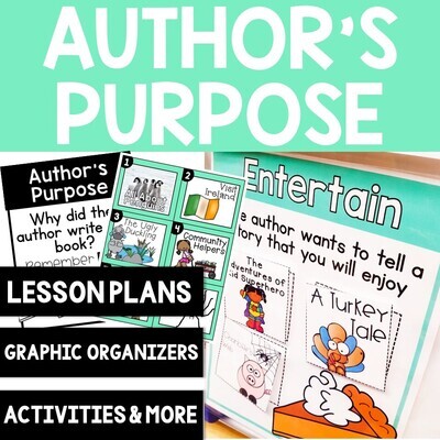 Author's Purpose Activities Worksheets Anchor Chart Graphic Organizers