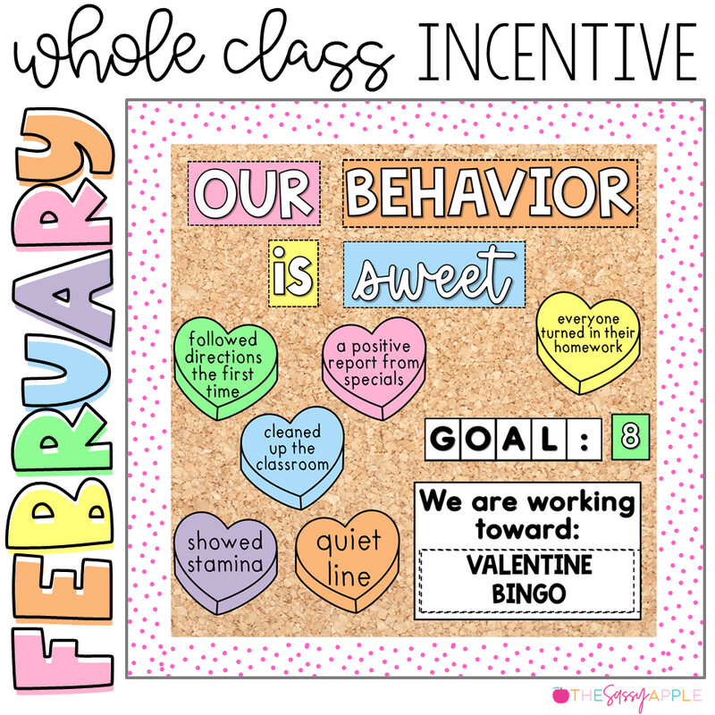 February Class Incentive Valentine's Day Classroom Management Bulletin Board