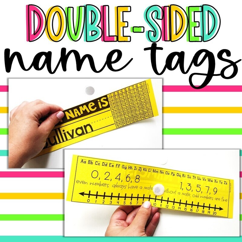 Editable Student Name Tags Desk Plates with Math Reference Tools Back to School