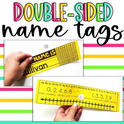 Editable Student Name Tags Desk Plates with Math Reference Tools Back to School