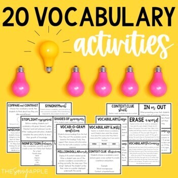 Vocabulary Activities Use with ANY Word List Graphic Organizers Worksheets