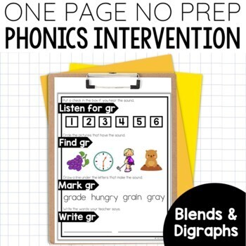 Blends & Digraphs Reading Intervention No Prep Phonics Worksheets SOR Aligned