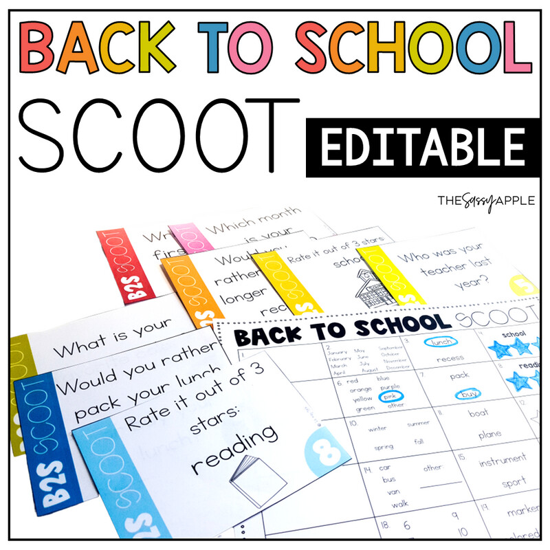 Back to School Scoot: A Getting to Know You Activity Back to School