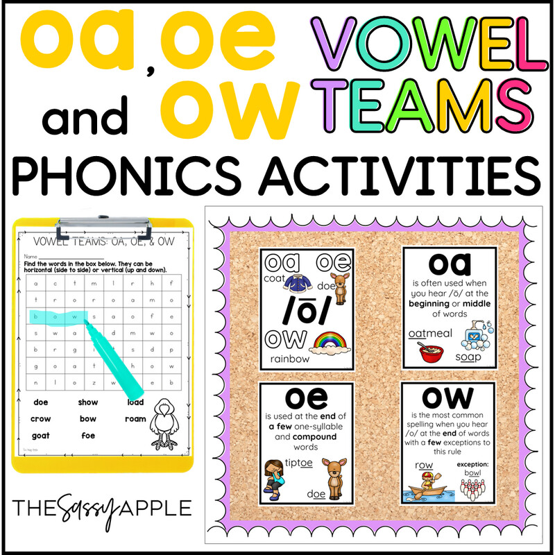 OA OE OW Worksheets Activities Long O Vowel Teams