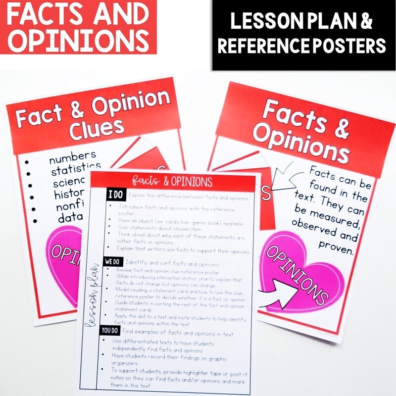 Facts and Opinions Activities Worksheets Graphic Organizers