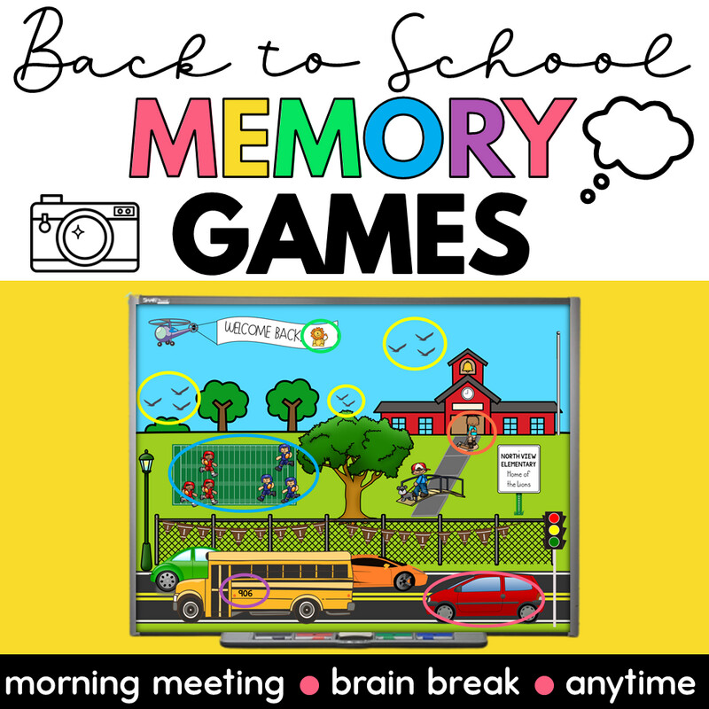 First Week of School Activities Memory Games Executive Functioning Skills