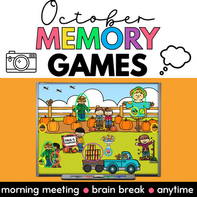 October Morning Meeting Activities Brain Breaks Memory 10 Scenes & Questions