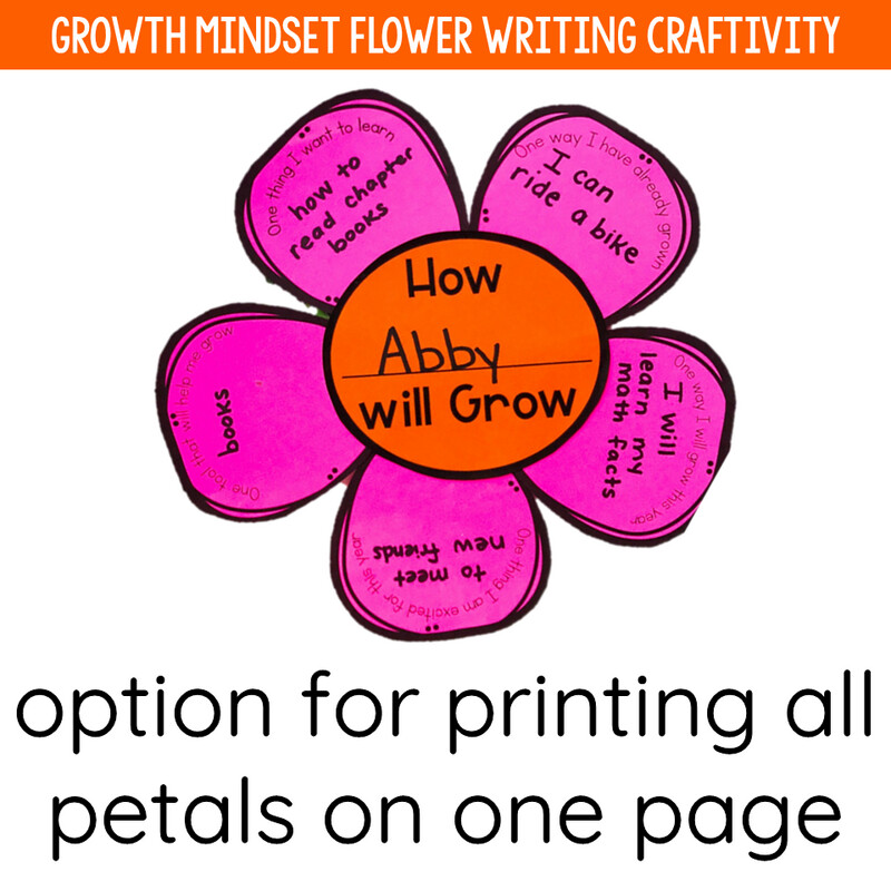 Growth Mindset Craft Writing Activities Bulletin Board Mrs. Spitzer's Garden