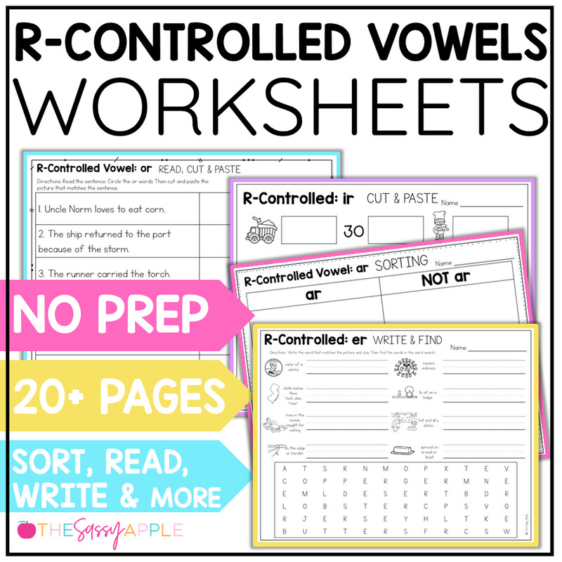 R Controlled Vowels Worksheets Word Work Syllable Activities Science of Reading