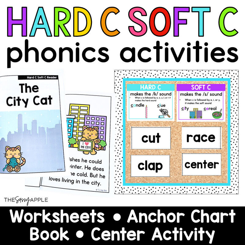 Hard C and Soft C Worksheets Book Sort Activities Anchor Chart Reference Posters