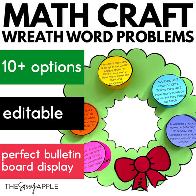 December Bulletin Board | Winter Math Craft Activities | Word Problems within 20
