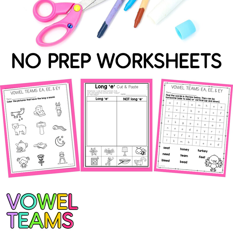 EA EE Worksheets Long E Vowel Team Activities Reading Passages