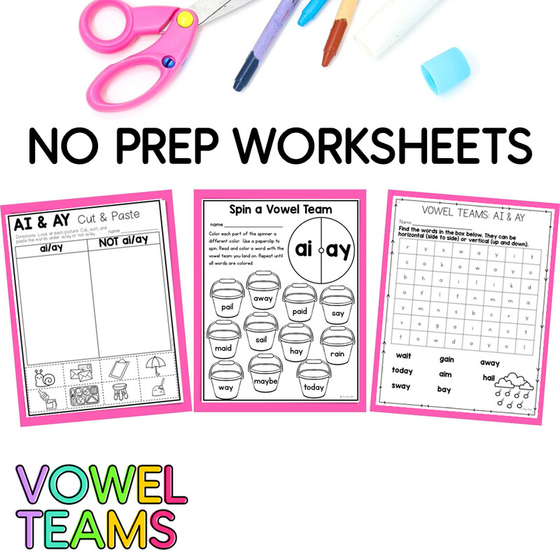 Long A Vowel Teams Activities Reading Passage AI and AY Worksheets