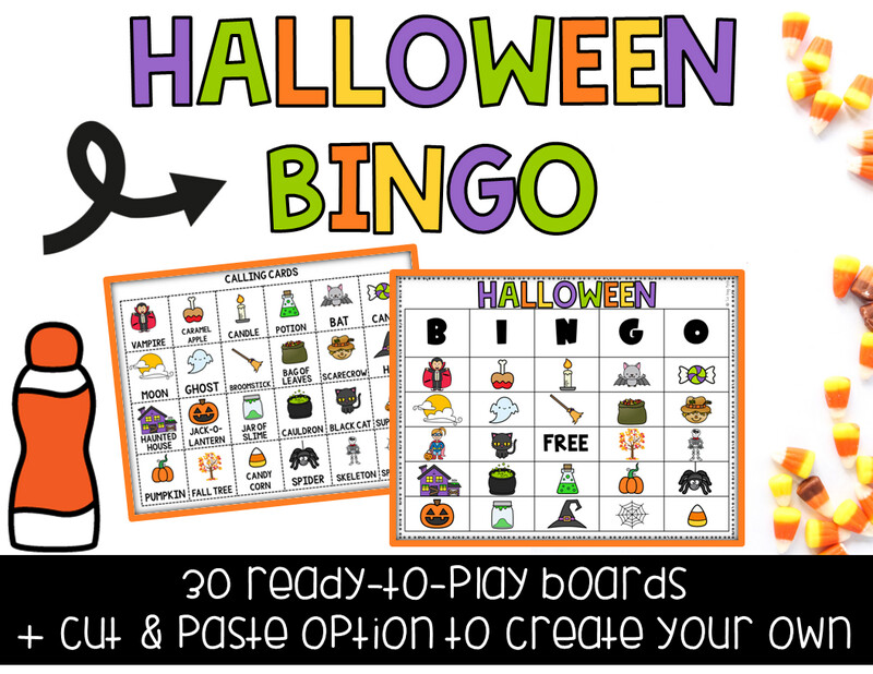 Halloween Activities Bingo Game Fun Fall Games