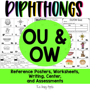 OU OW Diphthongs Worksheets Activities Decodable Reading Passage Writing