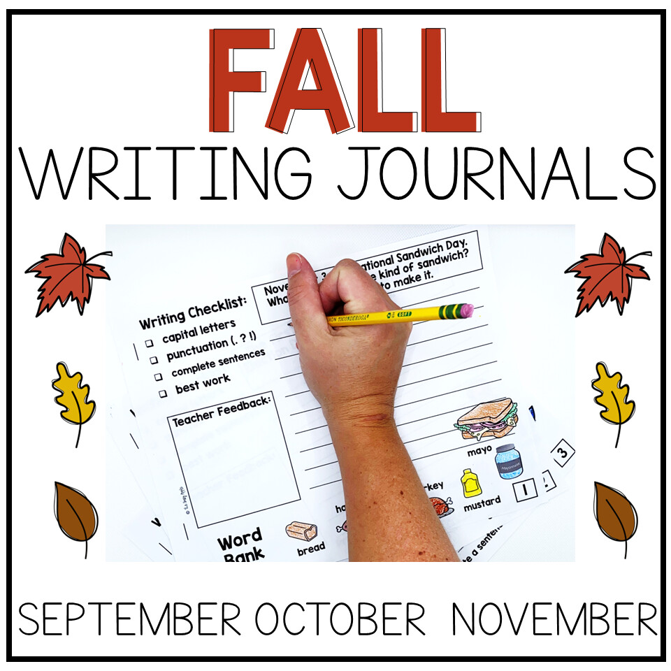 Fall Writing Prompts Journals | October November Writing Center Activities