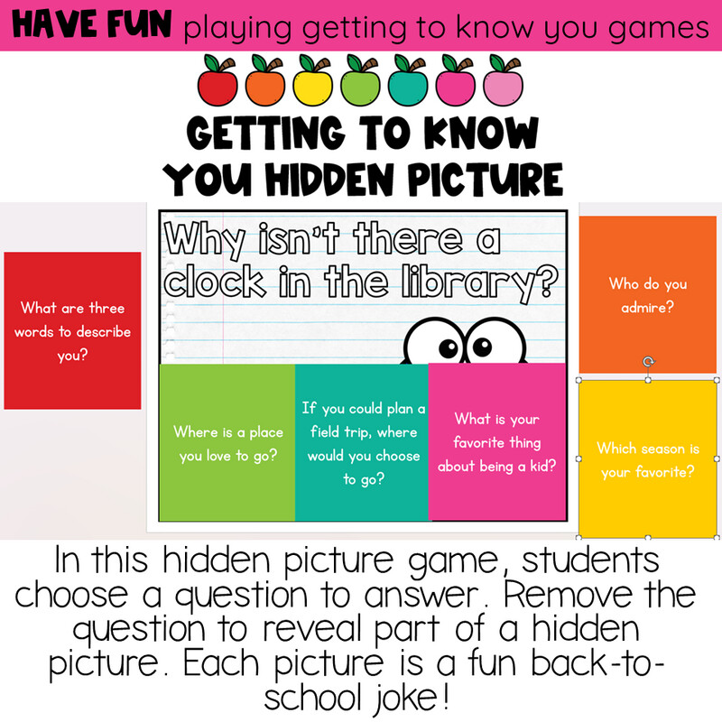 First Day Back to School Classroom Community Building Activities