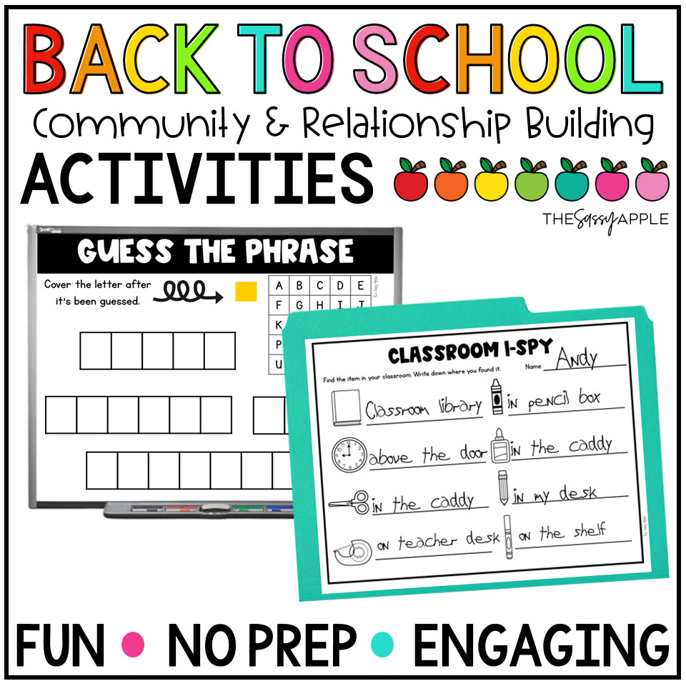 First Day Back to School Classroom Community Building No Prep Activities First Day Back to School Classroom Community Building No Prep Activities