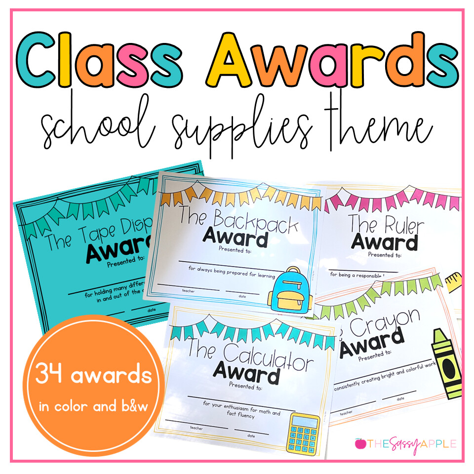 End of the Year Class Award Student Certificates 30+ *editable* descriptions