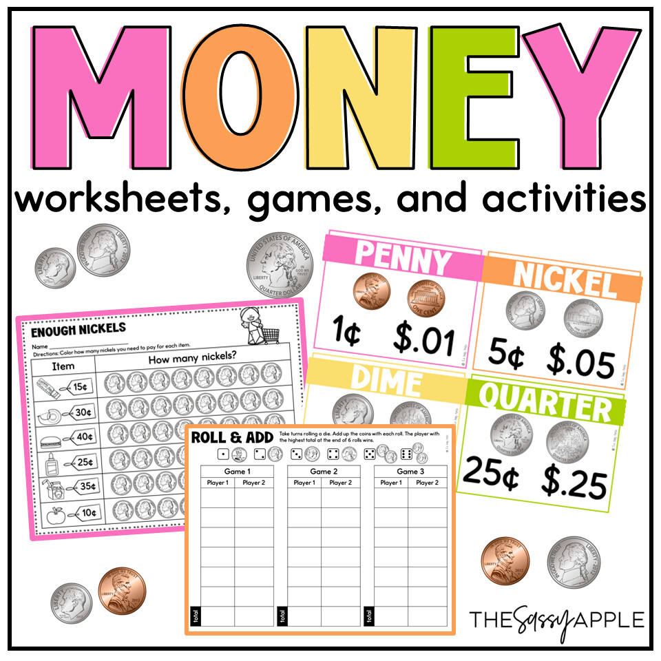 Money Worksheets Games Activities Counting Coins up to $1 Posters Desk Reference Money Worksheets Games Activities Counting Coins up to $1 Posters Desk Reference