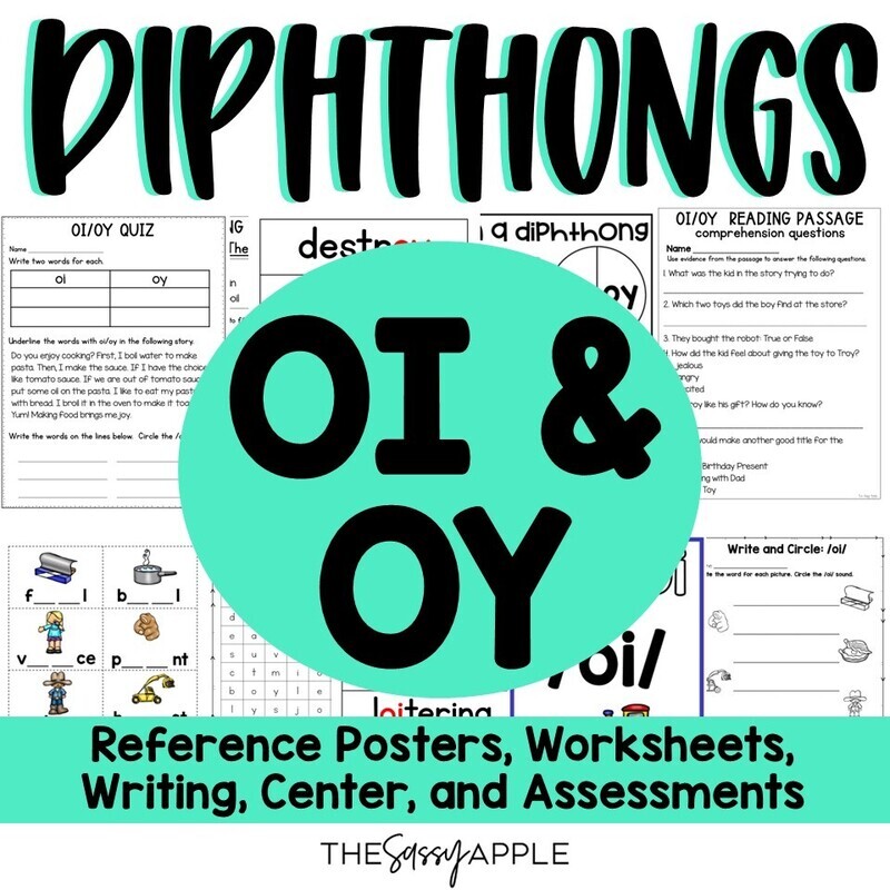 Diphthongs OI & OY Activities Worksheets Reading Writing Comprehension