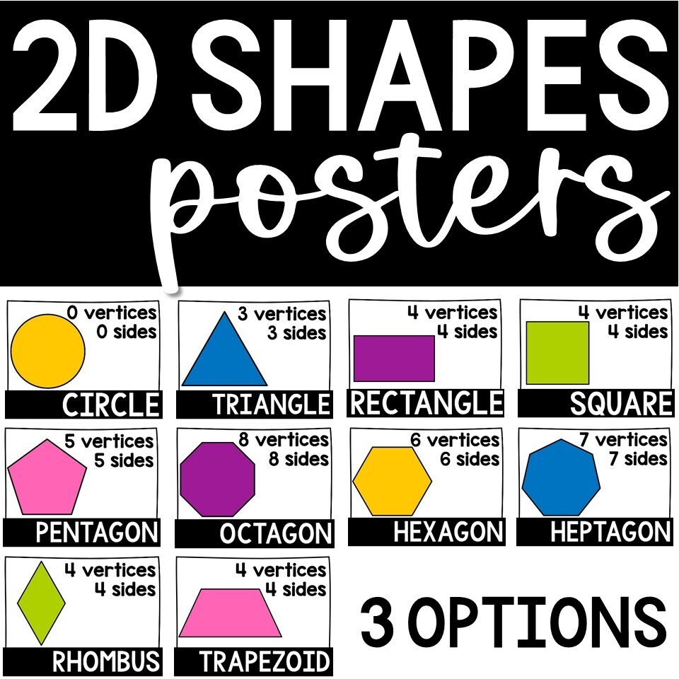 2D Shapes Objects Posters Color and Black & White
