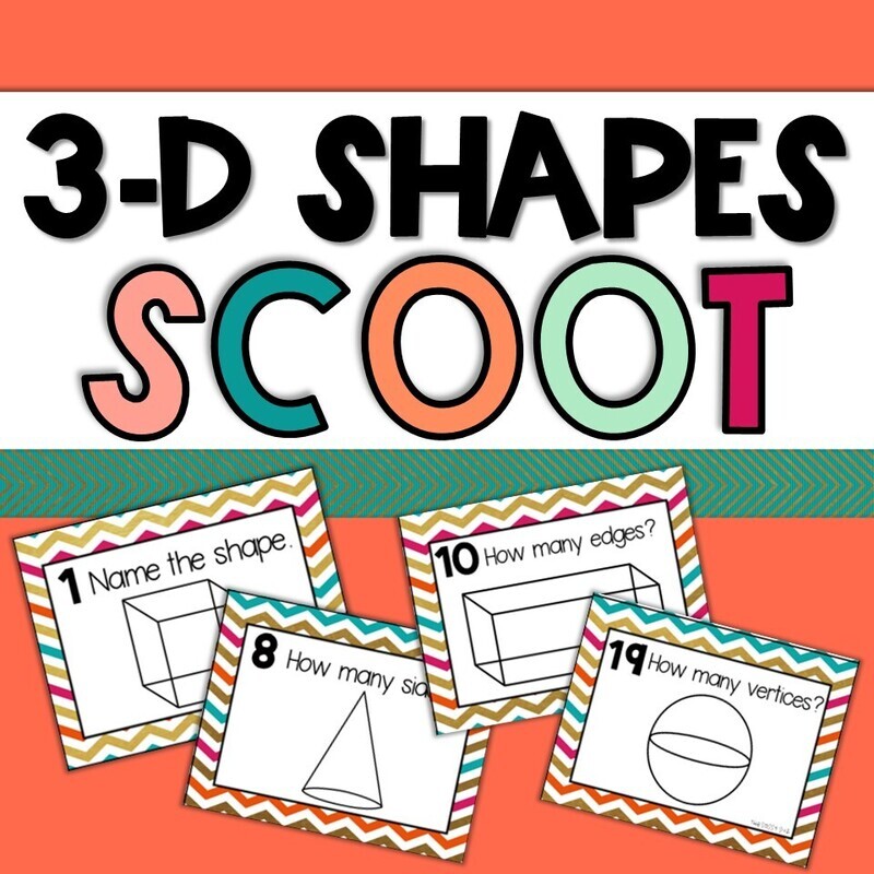 3D Shapes Center Activity Objects Scoot Task Cards and Recording Sheets