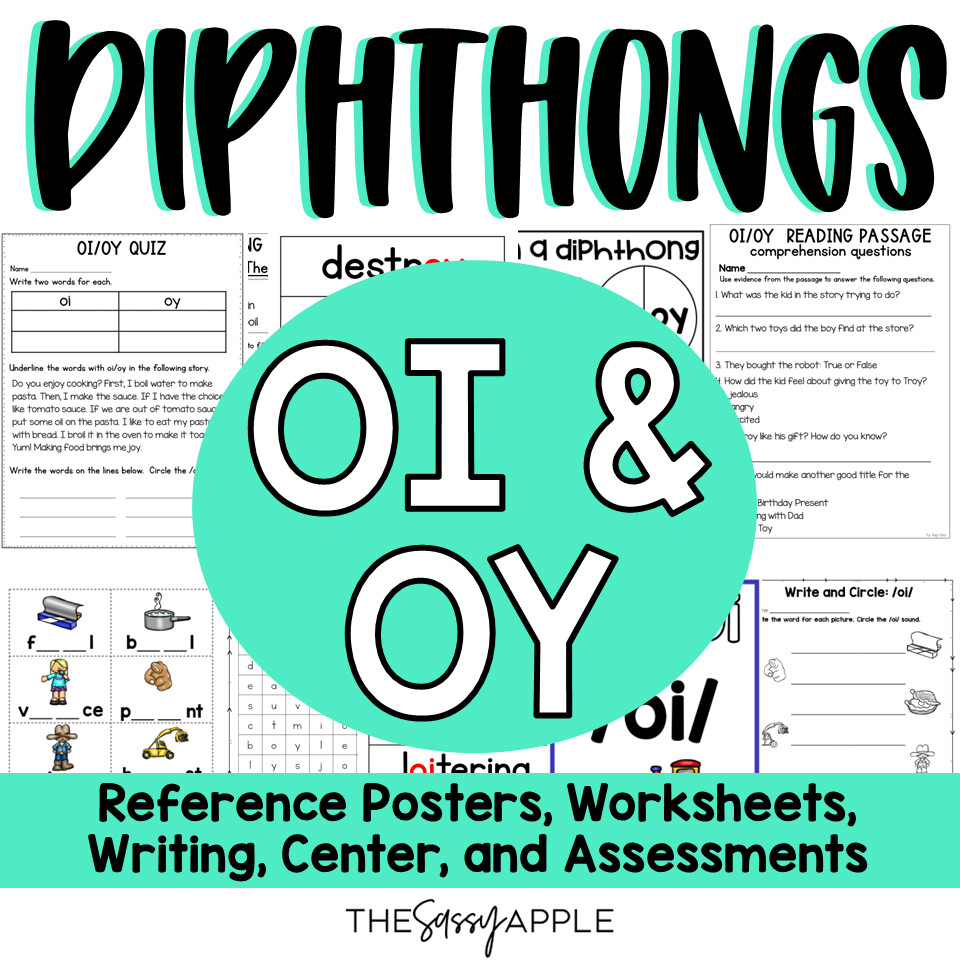 Diphthongs OI & OY Activities Worksheets Reading Writing Comprehension Sorting