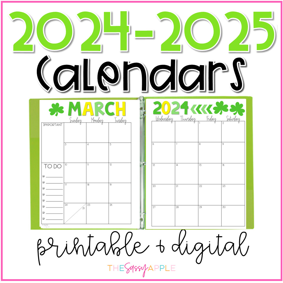20242025 EDITABLE Monthly Calendars PRINT & DIGITAL 2Page Portrait