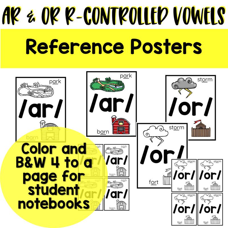 R-Controlled Vowels AR & OR Activities Worksheets Reading Writing