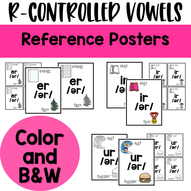 R-Controlled Vowels ER, IR & UR Activities Worksheets Reading Writing