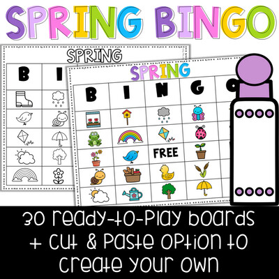 Spring Bingo Fun Activities Before Spring Break April Activities Games 30 Cards