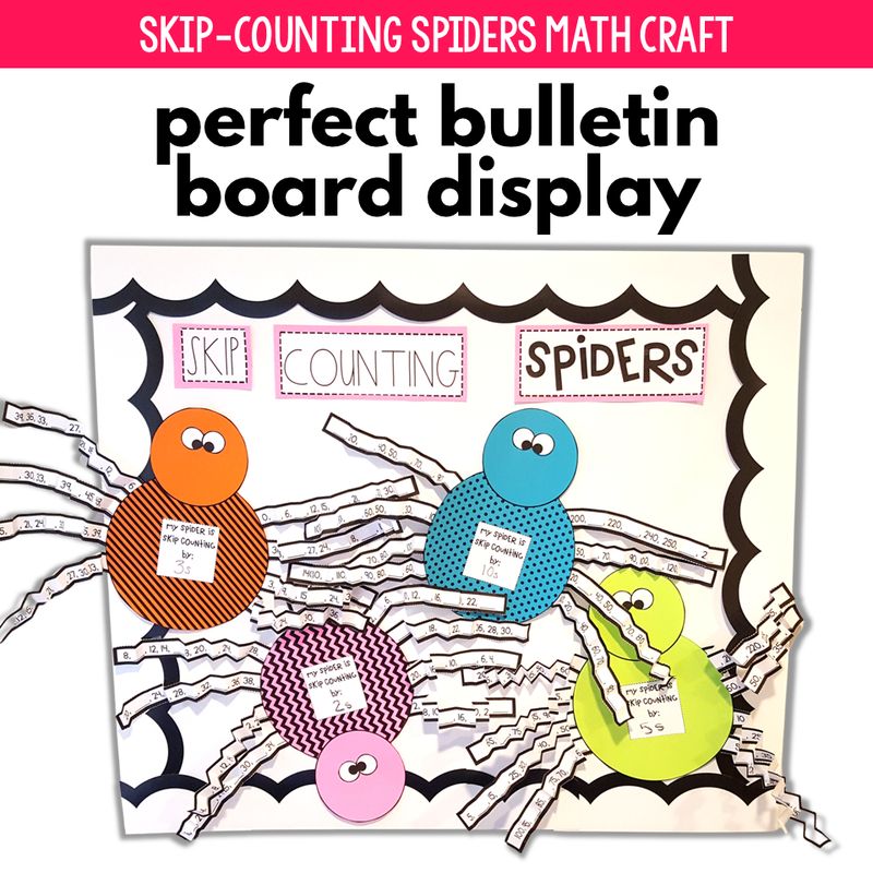 Skip Counting by 2s, 3s, 5s, 10s, 25s EDITABLE Spider Craft Bulletin Board Idea