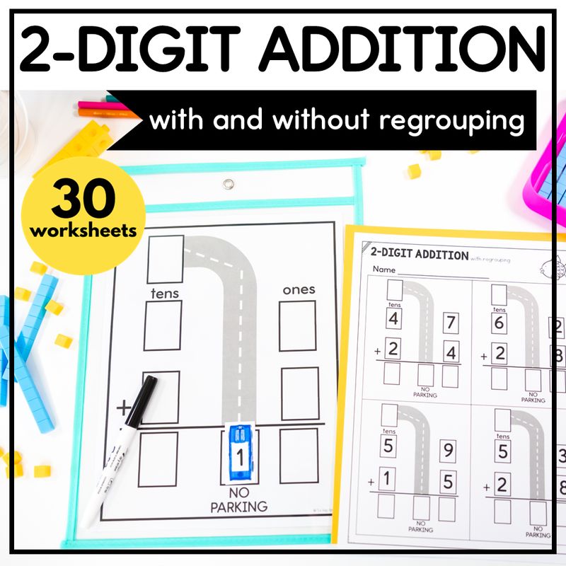 Two Digit Addition Regrouping Double-Digit Addition Practice