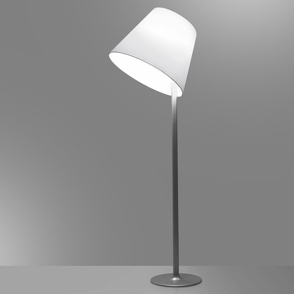 Artemide Melampo Stehleuchte, Farbe: Schirm grau, Struktur grau, Grösse: H 1375mm - 1630mm