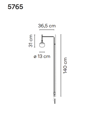 Vibia Tempo 5765 Wandleuchte, Varianten: 5765 (H. 1400mm/ Dimmbarer Einbau-Driver), Farben: graphit, Dimmbar: 1-10V, Push (nur 5765, 5759)