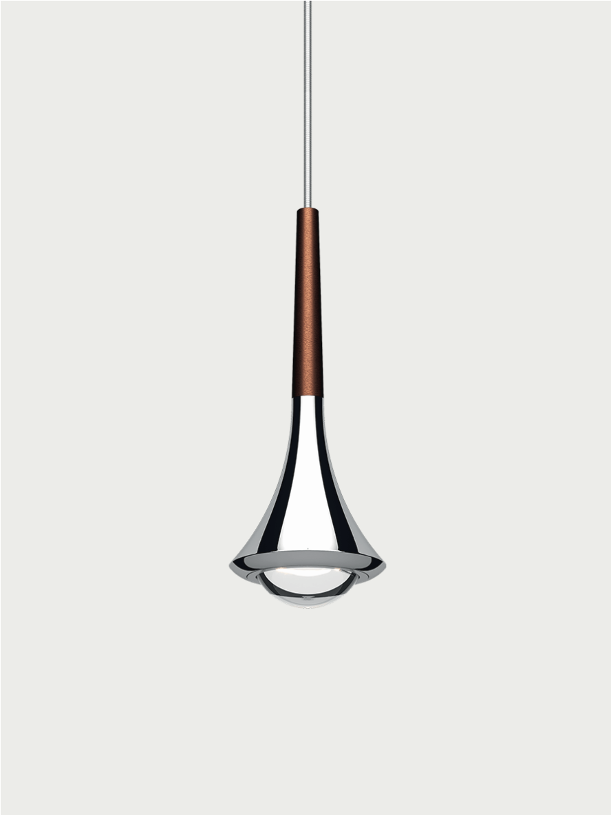 Lodes Rain Pendelleuchte mit Baldachin lang, Variante: 2er Pendelleuchte (Baldachin B.90cm), Farbe - Leuchte: chrom - kupferiges bronze, Baldachin - Farbe: mattweiss, Lichtfarbe: 2700K warmweiss