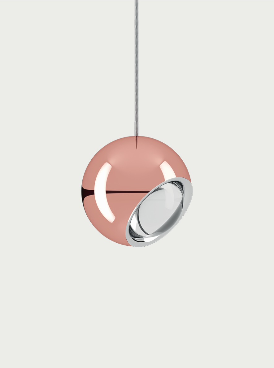 Lodes Spider Pendelleuchte, Farbe - Leuchte: chrom - rosegold, Baldachin - Farbe: mattweiss, Lichtfarbe: 2700K warmweiss