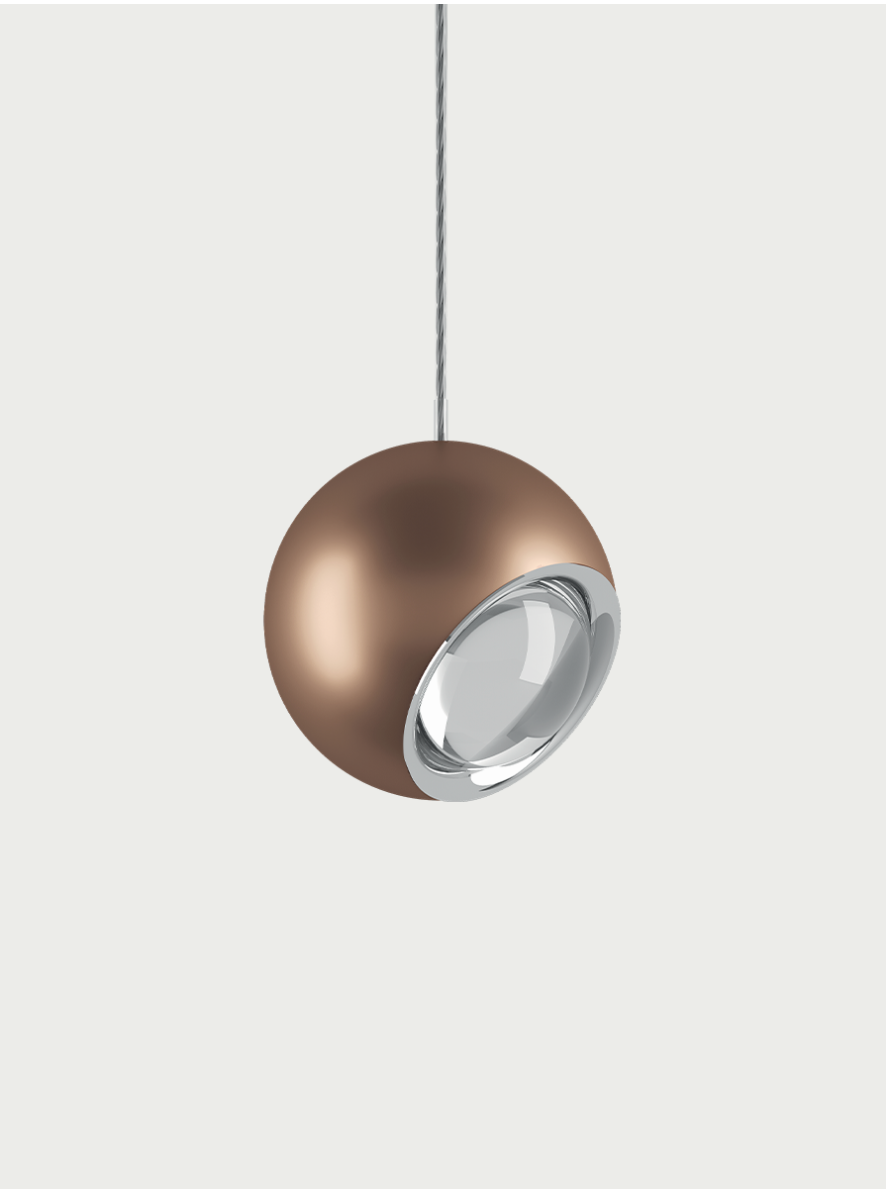 Lodes Spider Pendelleuchte mit Baldachin lang, Variante: 2er Pendelleuchte (Baldachin B.90cm), Farbe - Leuchte: chrom - terra, Baldachin - Farbe: mattweiss, Lichtfarbe: 2700K warmweiss