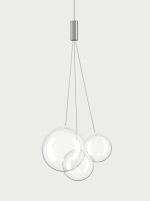 Lodes Random Pendelleuchte, Farbe - Leuchte: chrom - transparent, Lichtfarbe: 2700K warmweiss, Baldachin - Farbe: mattweiss