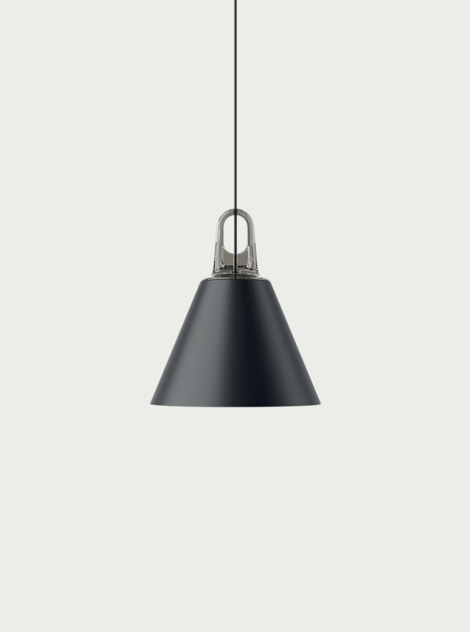 Lodes JIM Pendelleuchte, Variante: JIM cone H 20cm, Farbe: mattschwarz - grau, Baldachin - Farbe: mattweiss